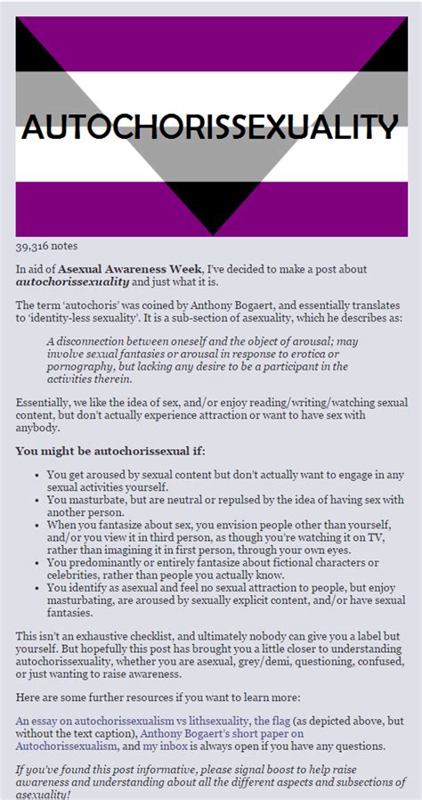 autochorissexual|Asexuality and Autochorissexualism (Identity